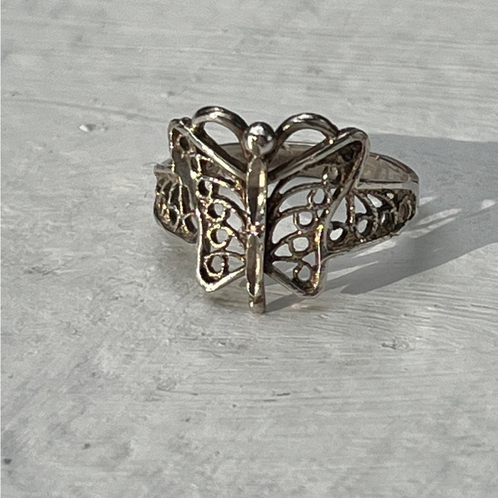 925 Sterling Silver Filigree Butterfly Ring